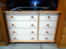 A modern pine effect with cream drawer fronts side by side chest of drawers 97cm x 37cm x Height