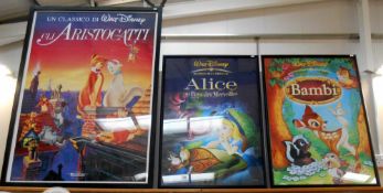 3 framed foreign Disney posters including a large Italian The Aristocrats 105cm x 144cm,