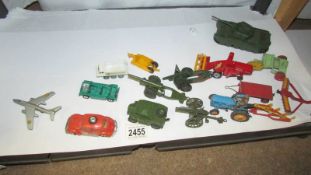 A mixed lot of die cast including Dinky military, Corgi and Lesney farming etc.