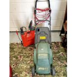 An Atco Richmond 32 electric lawnmower with a garden pressure spray