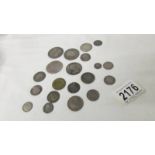 Approximately 100 grams of late 18th/early 19th century silver coins, half crowns, florins,