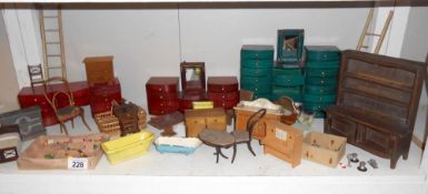 A good selection of vintage dolls house furniture etc.