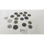 A mixed lot of 18/19th century and other coins, 18 in total.