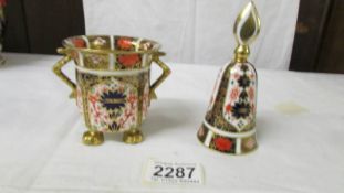 A Royal Crown Derby 2 handled pot and candle snuffer,