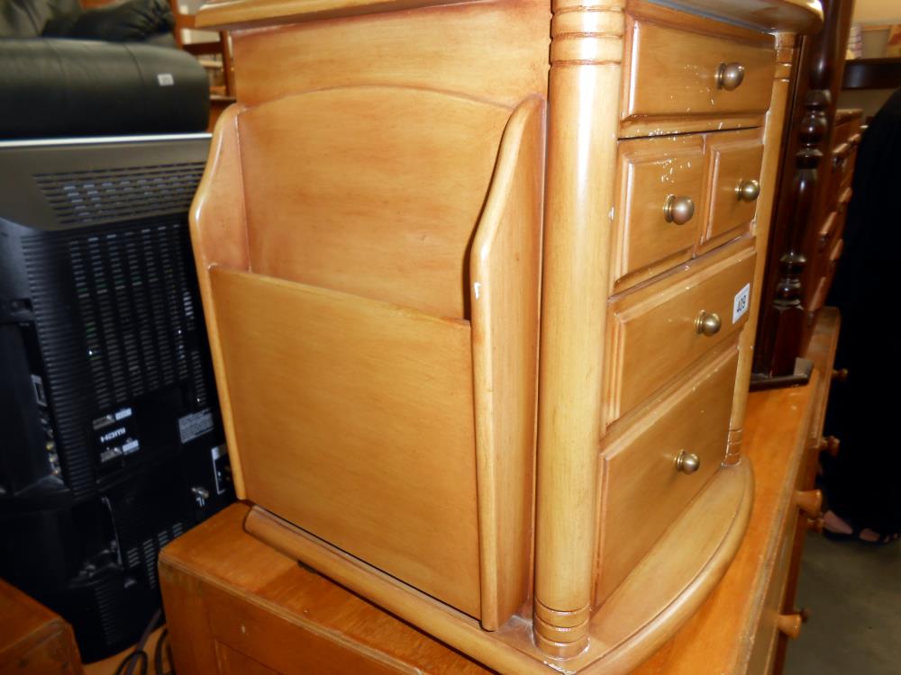 A small mid coloured wooden chest of drawers with magazine racks on sides 42cm x 36cm x height 47cm - Image 3 of 3