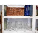 A quantity of crystal glassware and a boxed Millennium champagne flutes, etc.
