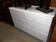 A modern white 6 drawer bedroom side by side chest of drawers 123cm x 47cm x height 75cm