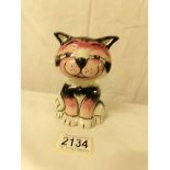 A Lorna Bailey pink and black cat, 12 cm.