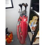 A BGF golf bag (needs clean) plus 12 mostly Slazenger golf clubs, size 2, 3, 4, 5, 6, 7, a wedge,