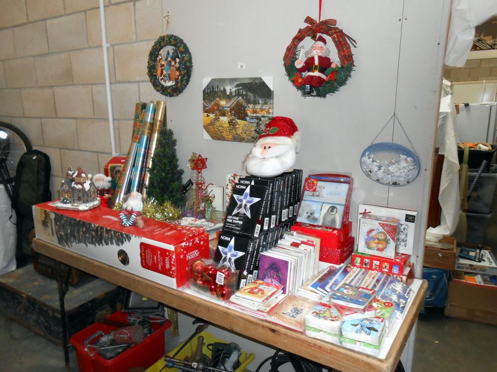 A good lot of Christmas decorations etc including many packs of new unopened Christmas cards,