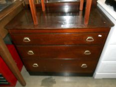 1950's Lebus mirror back oak 3 drawer chest 79cm x 43cm height 70cm,