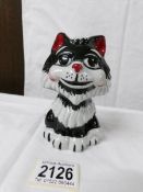 A Lorna Bailey black and white cat, 12 cm,
