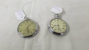 A vintage Ingersol Ltd., Triumph pocket watch together with a Services Sandown pocket watch.