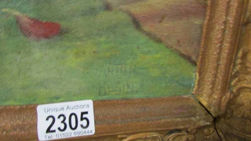 An Anton Musin French oil on canvas still life with flowers, signed, framed. - Image 3 of 3