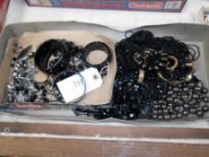 A quantity of black costume jewellery