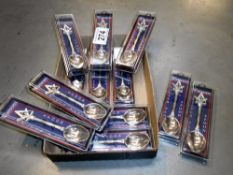 12 boxed Watsons Masonic spoons