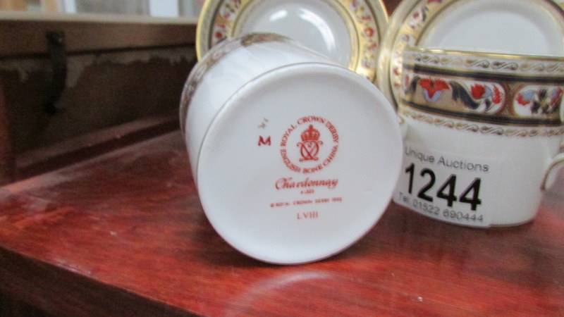 Two Royal Crown Derby Chardonay pattern coffee cans and saucers. - Image 2 of 2