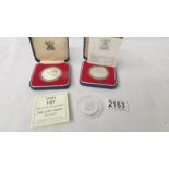 2 sterling silver 1977 Queen's silver jubilee crowns and a 1994 Fiji - Queen Elizabeth The Queen