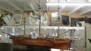 A model tall ship, 55 cm long.