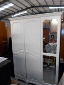 A modern white 3 door wardrobe 136cm x 57cm x height 200cm