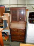 An Edwardian oak bureau bookcase width 86cm, depth 46cm,