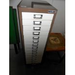 A Bisley metal 15 drawer foolscap/A4 filing cabinet 41cm x 28cm height 94cm ****Condition