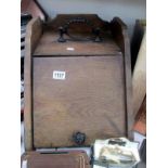 A vintage wooden coal box