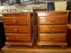 A pair of solid pine bedside chest of drawers 45cmx 43cm x height 54cm