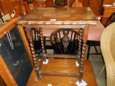 1930's oak side/tea table with barley twist legs height 72cm,