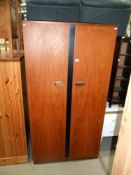 A vintage teak gents 2 door wardrobe 92cm x 58cm x height 176cm