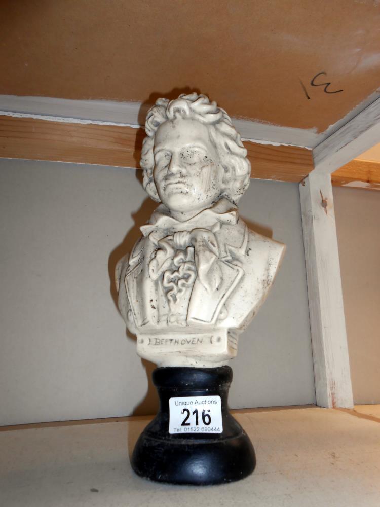 A bust of Beethoven on a plinth (in need of cleaning)