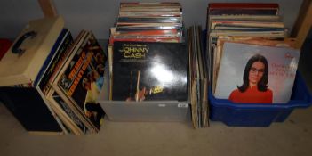 3 boxes of LP records including Hermans Hermits, Paul Robeson, Jasper Carrot,