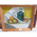 A still life oil on board signed B Gilpin, image 36 x 30 cm, framed 41 x 34 cm.
