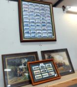 2 framed and glazed train prints (1 glass a/f) and 2 framed and glazed train related cigarette