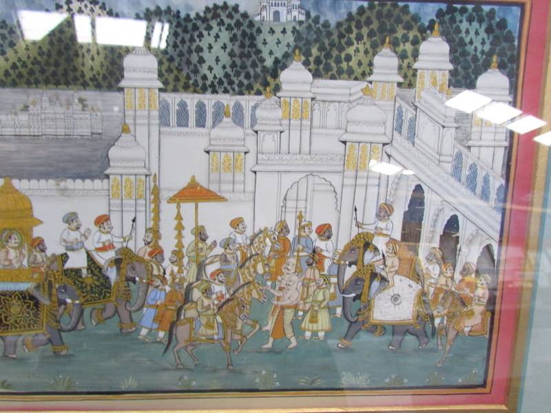 A framed and glazed print of an Indian procession, image 40 x 16, frame 55 x 32. - Image 4 of 4