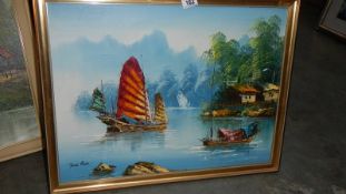 A 20th century Chinese picture on canvas.