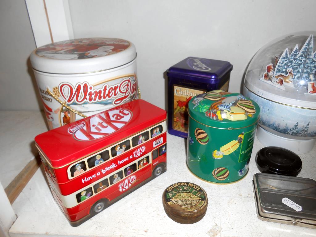 2 shelves of assorted collectors tins etc. - Image 2 of 6