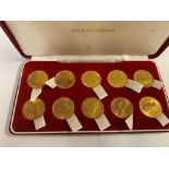 10 cased gold sovereigns - 1869 Victoria young head shield back, 1873 Victoria Young head,