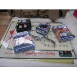 A selection of Pepsi Cola items including sign, cufflinks,
