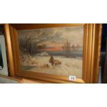 An old gilt framed oil on canvas of farmer with sheep.