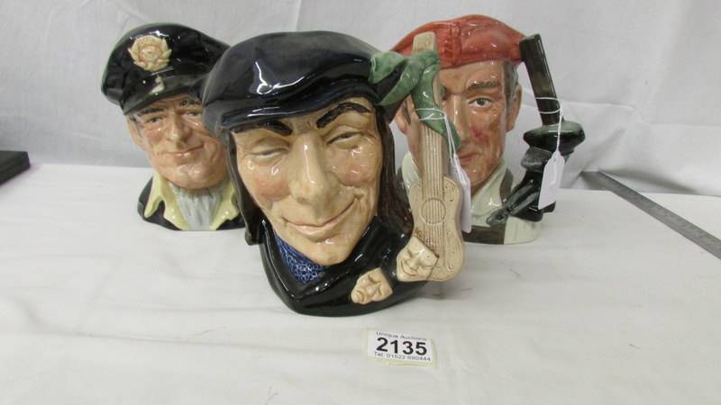 3 Royal Doulton character jugs - Blacksmith D6571, Scaramouch D6558 and Yachtsman D6820.