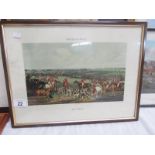A framed and glazed print entitled 'The Quorn Hunt', 'The Meet' published 1835.