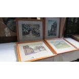 4 framed and glazed rural watercolours.