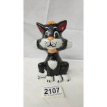 A Lorna Bailey black and white cat, 12 cm.