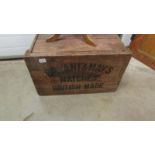 A Bryant and May matches wooden crate. ****Condition report**** Lid is flat. 51.