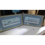 A pair of modern beach scene watercolours signed Hilary Fet.