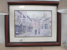 A framed and glazed picture of Steep Hill,