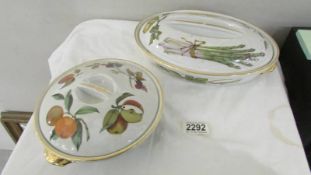 Two Royal Worcester Evesham pattern tureens.