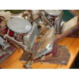 An old hand printing press.