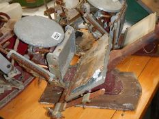 An old hand printing press.